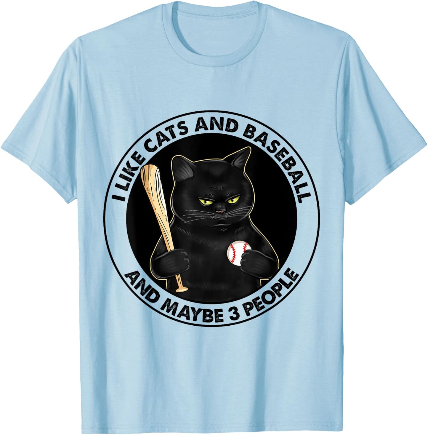 I Like Cats And Baseball T-Shirt - T-Shirt | Light Blue