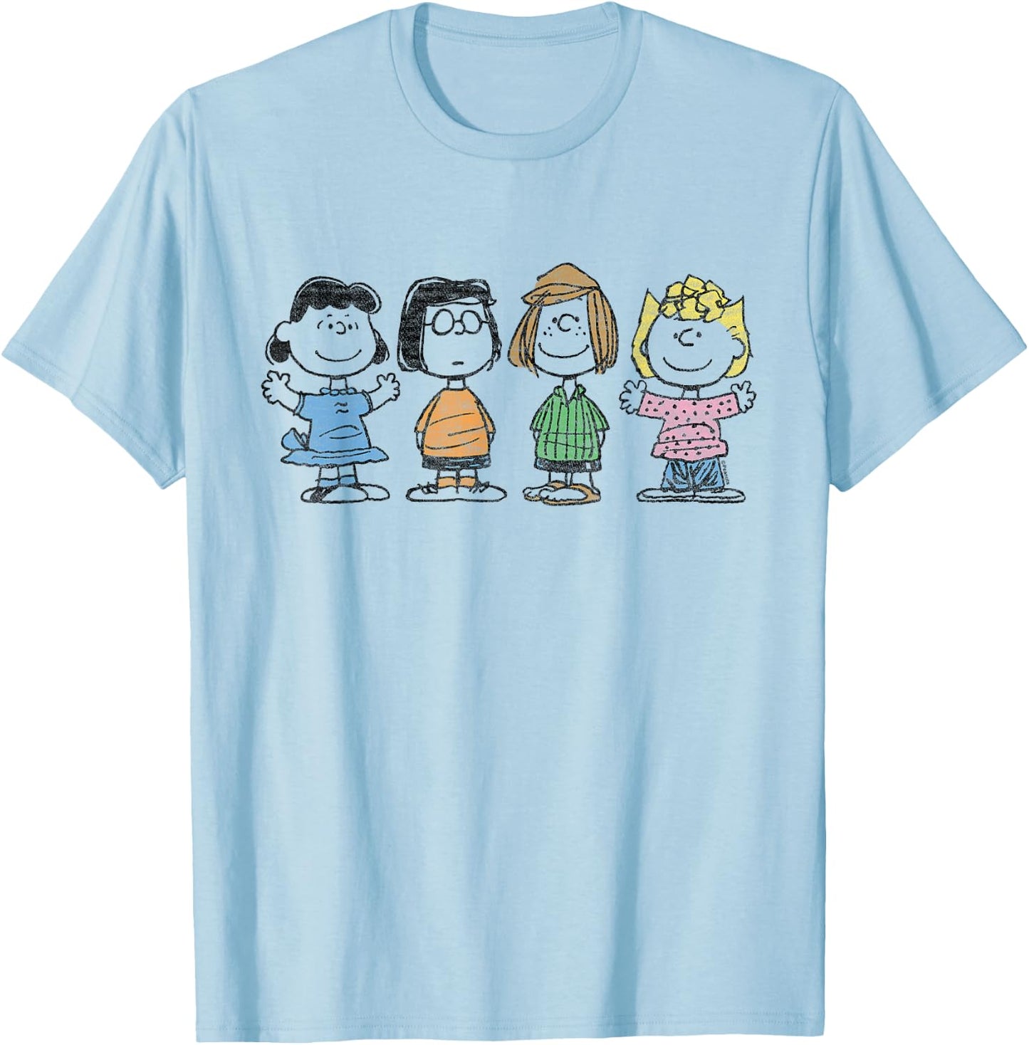 Peanuts - Lucy Marcie Peppermint Patty Sally Girls Group T-Shirt - T-Shirt | Light Blue