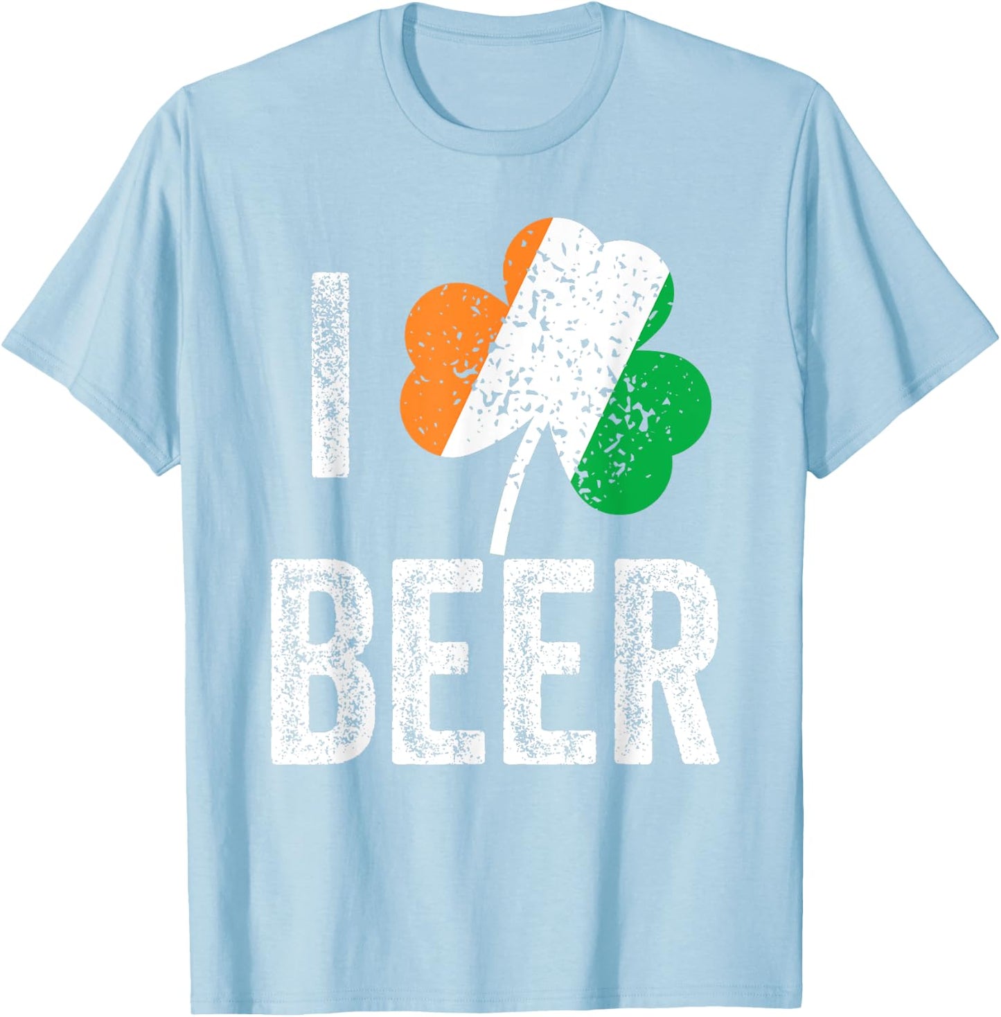 Drinking Saint Patricks Day Irish Flag Shamrock I Love Beer T-Shirt - T-Shirt | Light Blue