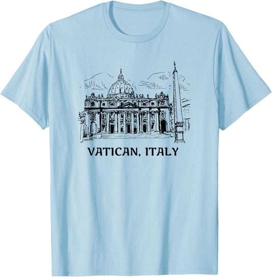 Tee4One Travel Vacation Countries Vatican City Italy Summer Travel T-Shirt - T-Shirt | Light Blue