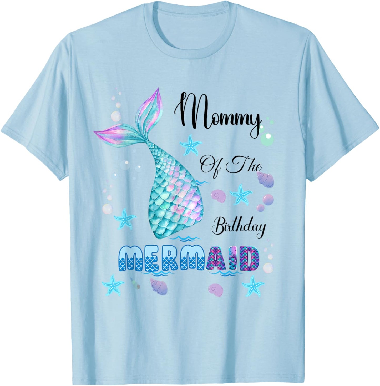 Mommy Of The Birthday Mermaid Bday Party Mermaid Kids T-Shirt - T-Shirt | Light Blue