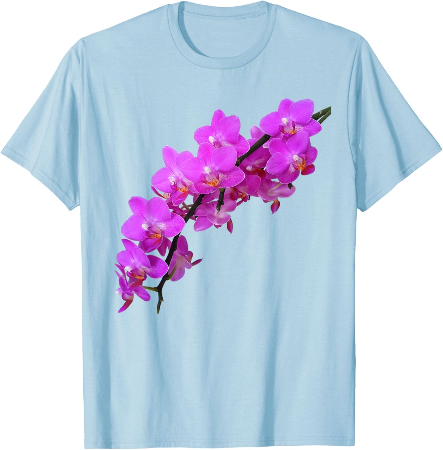 Branch of Pink Magenta Phalaenopsis Orchids 2 Shapes Mania T-Shirt - T-Shirt | Light Blue