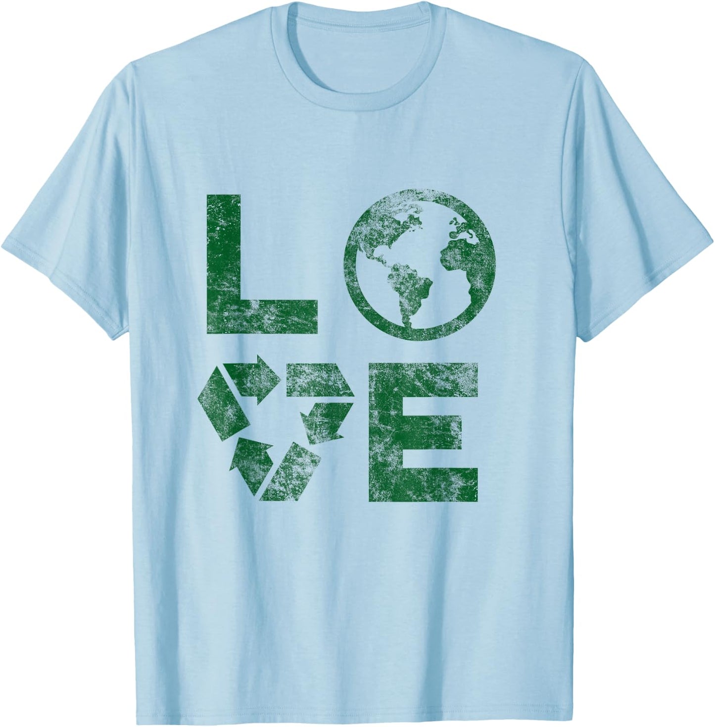 Liebe Earth Day 90s Vintage Recycled Children or Teachers T-Shirt - T-Shirt | Light Blue