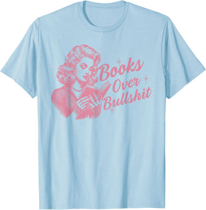 Books Over Bullshit T-Shirt - T-Shirt | Light Blue