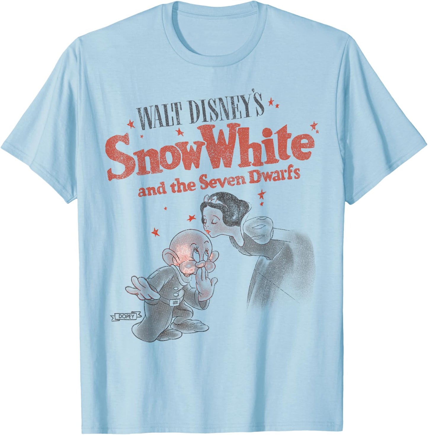 Disney Snow White & Dopey Distressed Portrait Small T-Shirt - T-Shirt | Light Blue