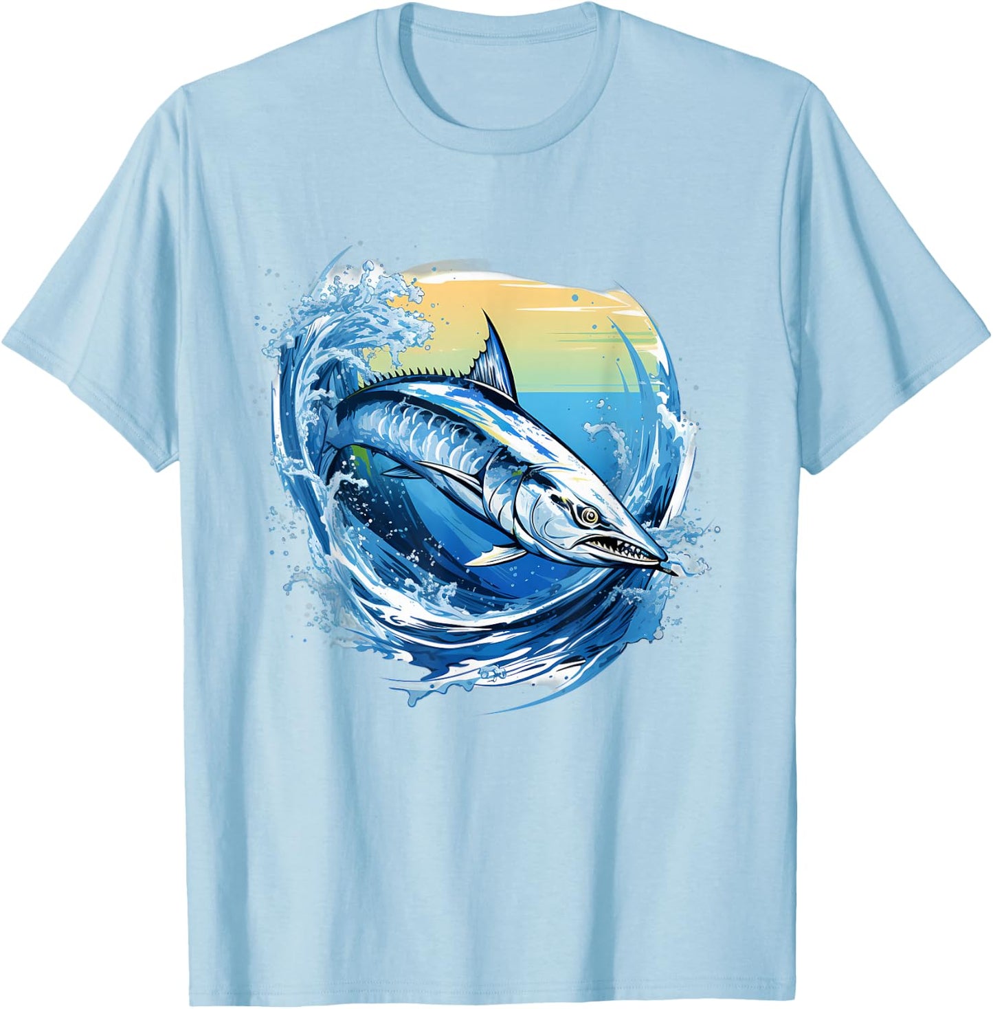 Retro Style King Mackerel T-Shirt - T-Shirt | Light Blue