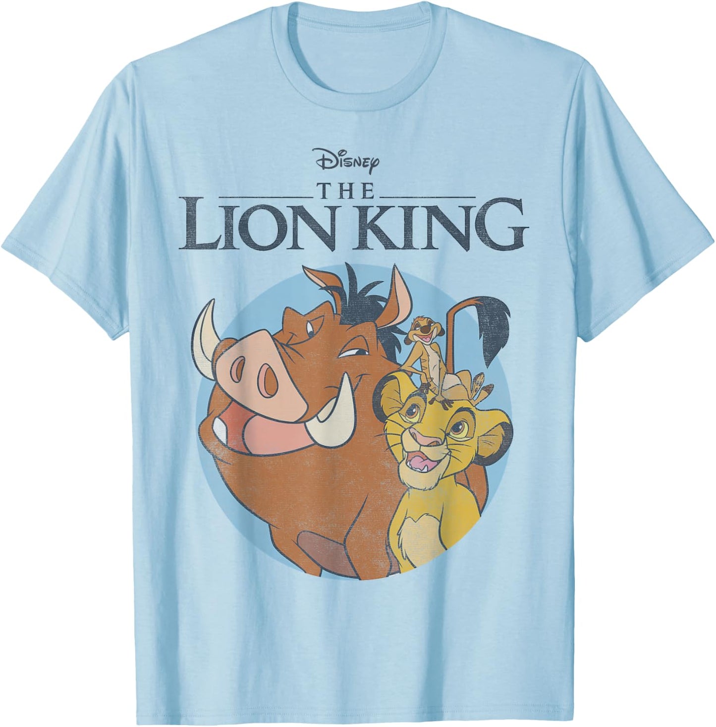Disney The Lion King Timon Pumbaa & Simba Portrait Logo T-Shirt - T-Shirt | Light Blue