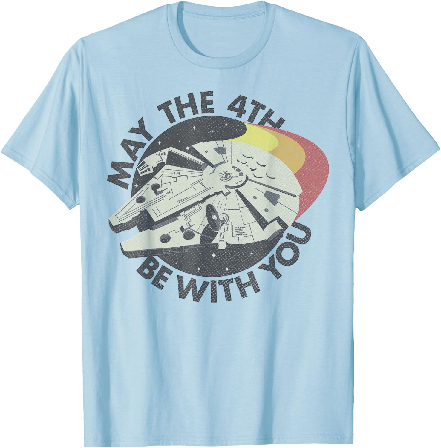 Star Wars Millennium Falcon Retro May The 4th Be With You T-Shirt - T-Shirt | Light Blue
