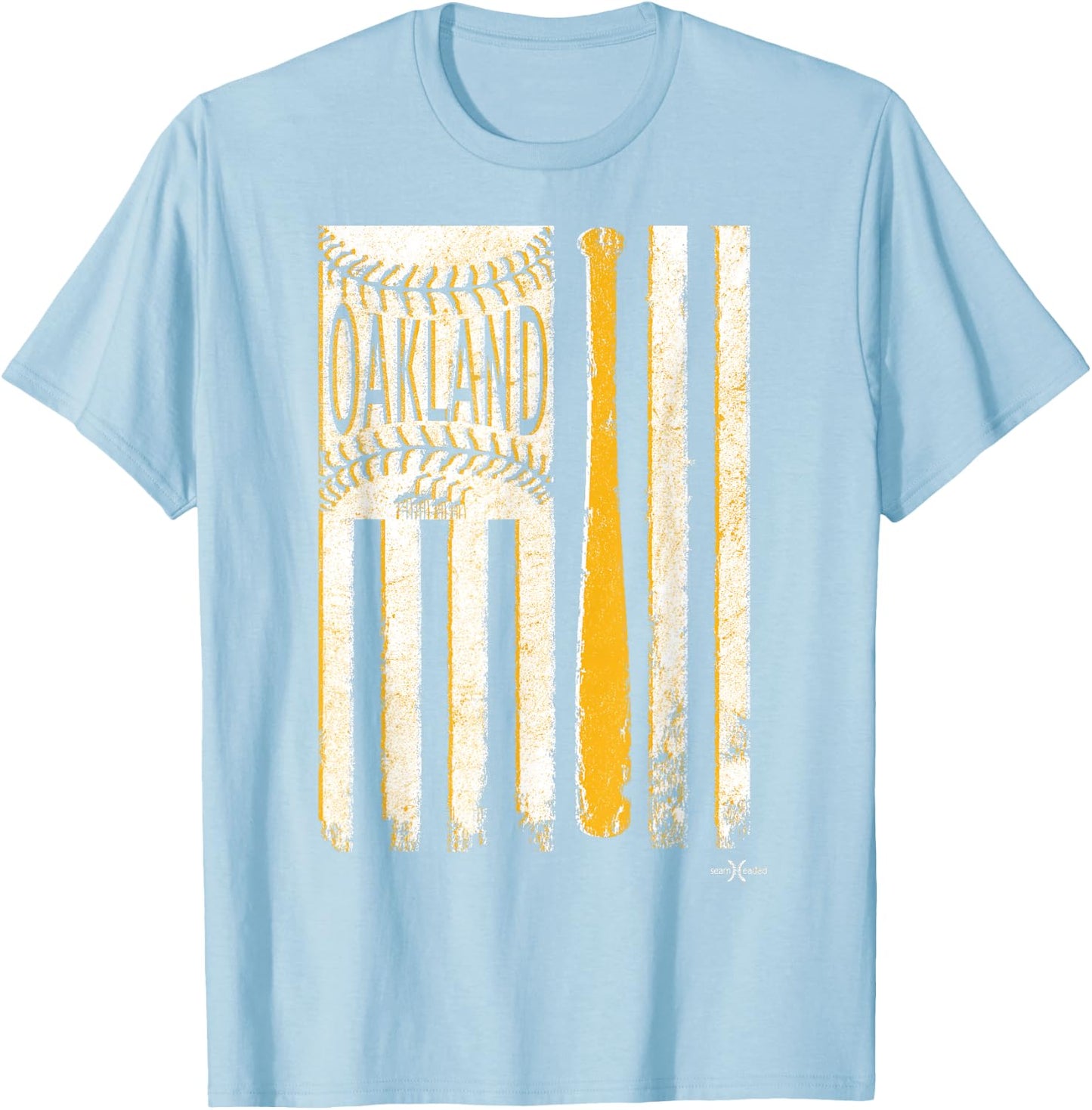 Classic Oakland Baseball Flag | Patriotic Baseball T-Shirt - T-Shirt | Light Blue