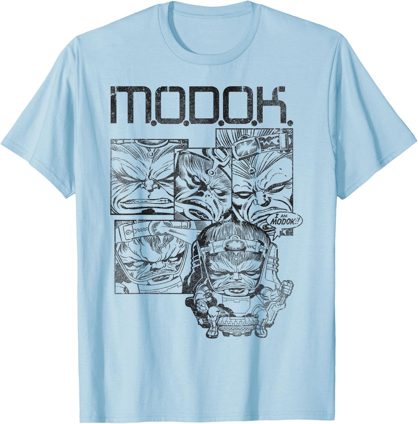 Marvel MODOK Black & White Comic Panels T-Shirt - T-Shirt | Light Blue