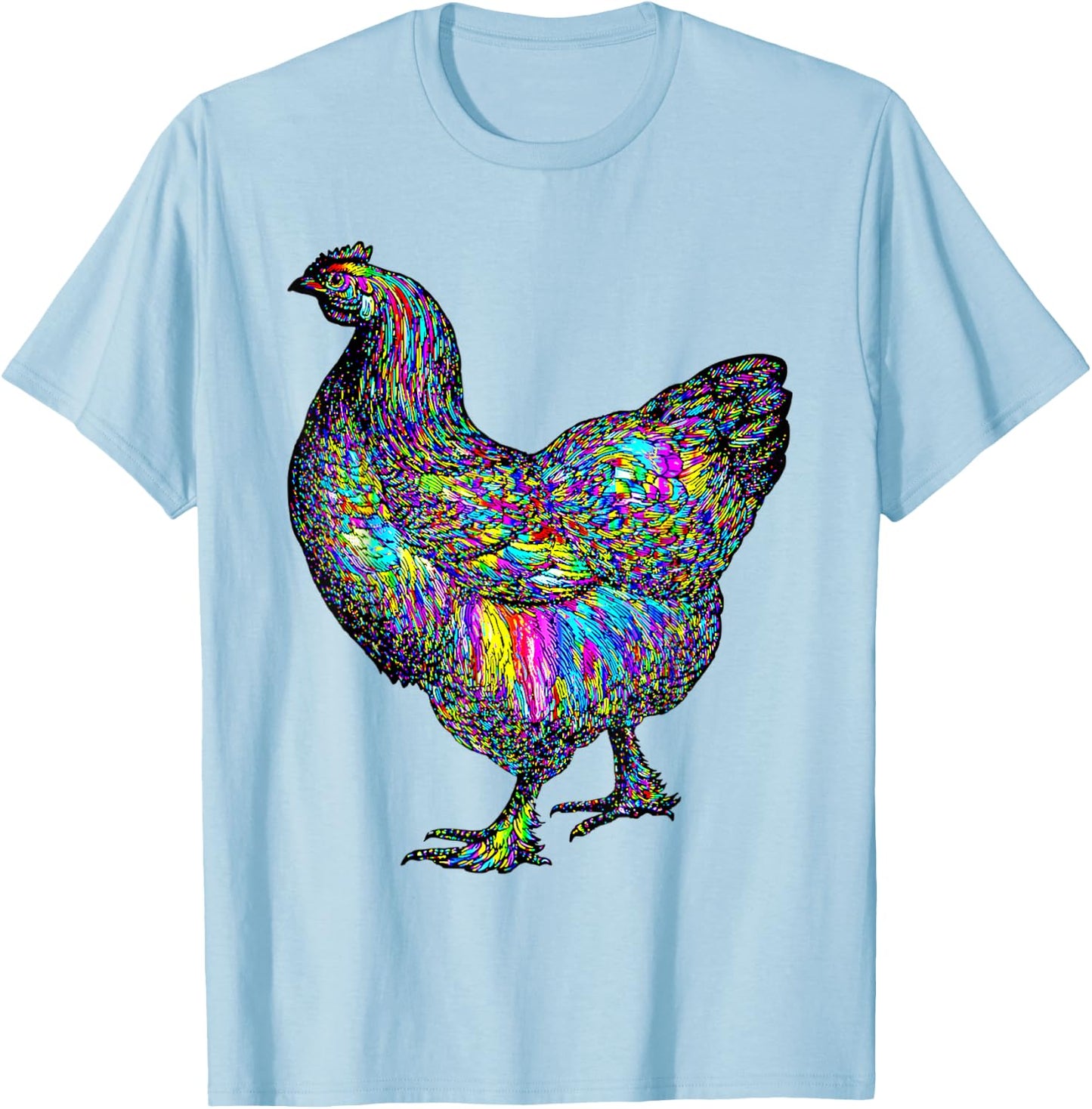 Psychedelic Chicken Bird T-Shirt - T-Shirt | Light Blue