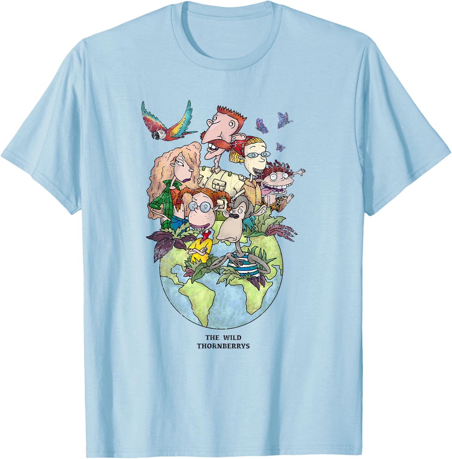 The Wild Thornberry's Earth Day Distressed Group Shot T-Shirt - T-Shirt | Light Blue