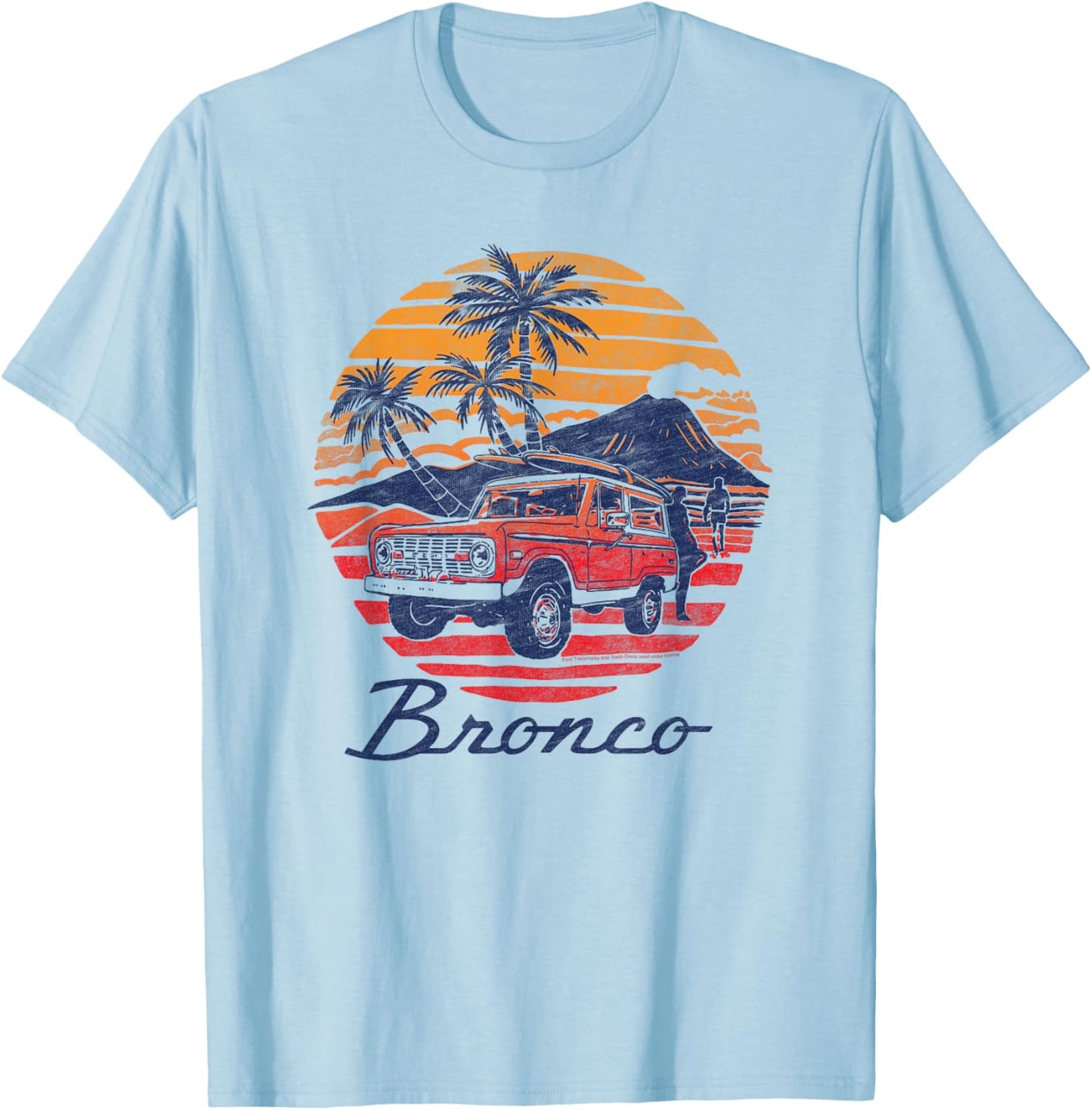 Ford - Bronco Retro Tropical Beach Sunset Men Women Kids T-Shirt - T-Shirt | Light Blue