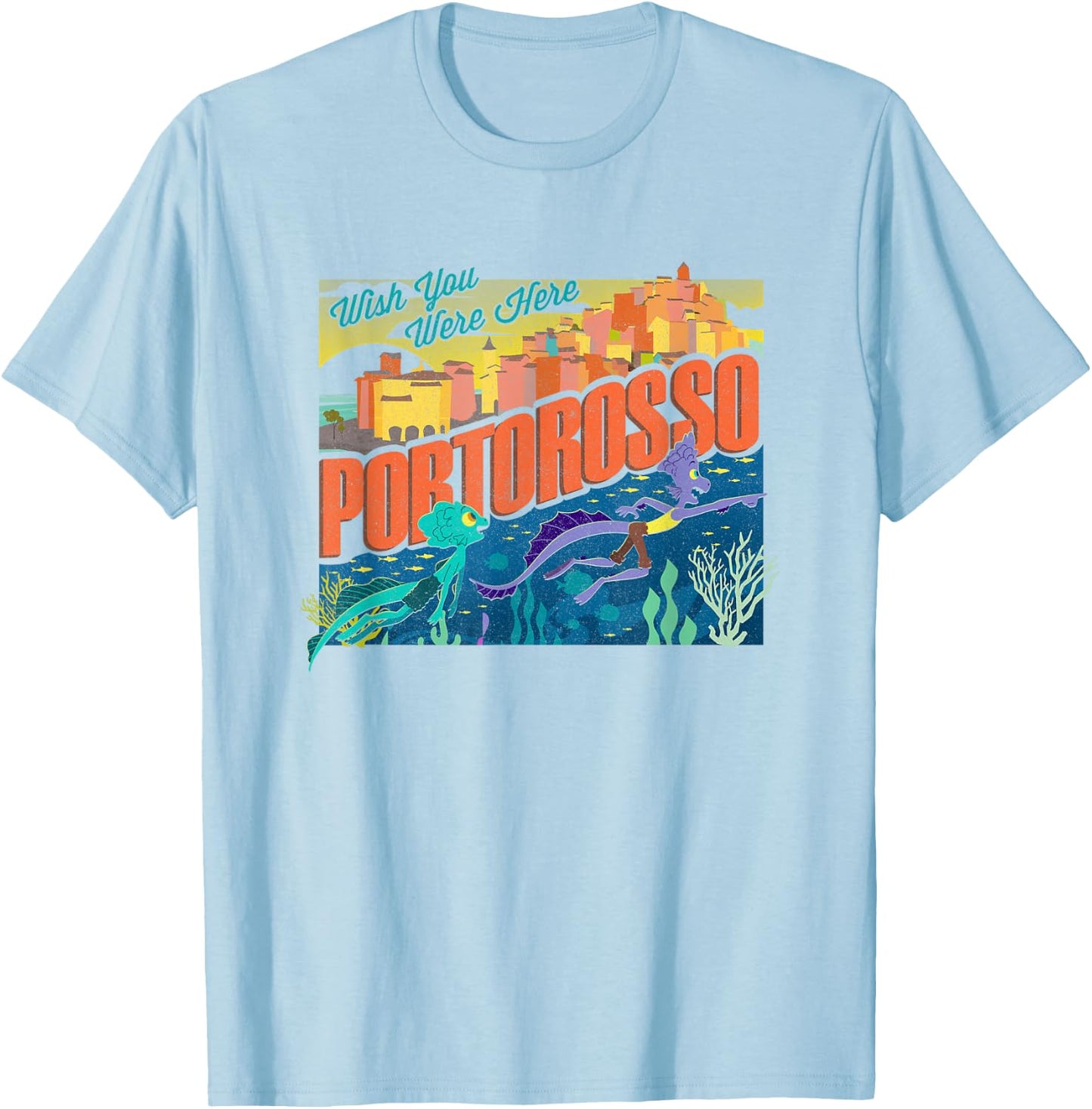Disney Pixar Luca Portorosso Wish You were Here T-Shirt - T-Shirt | Light Blue