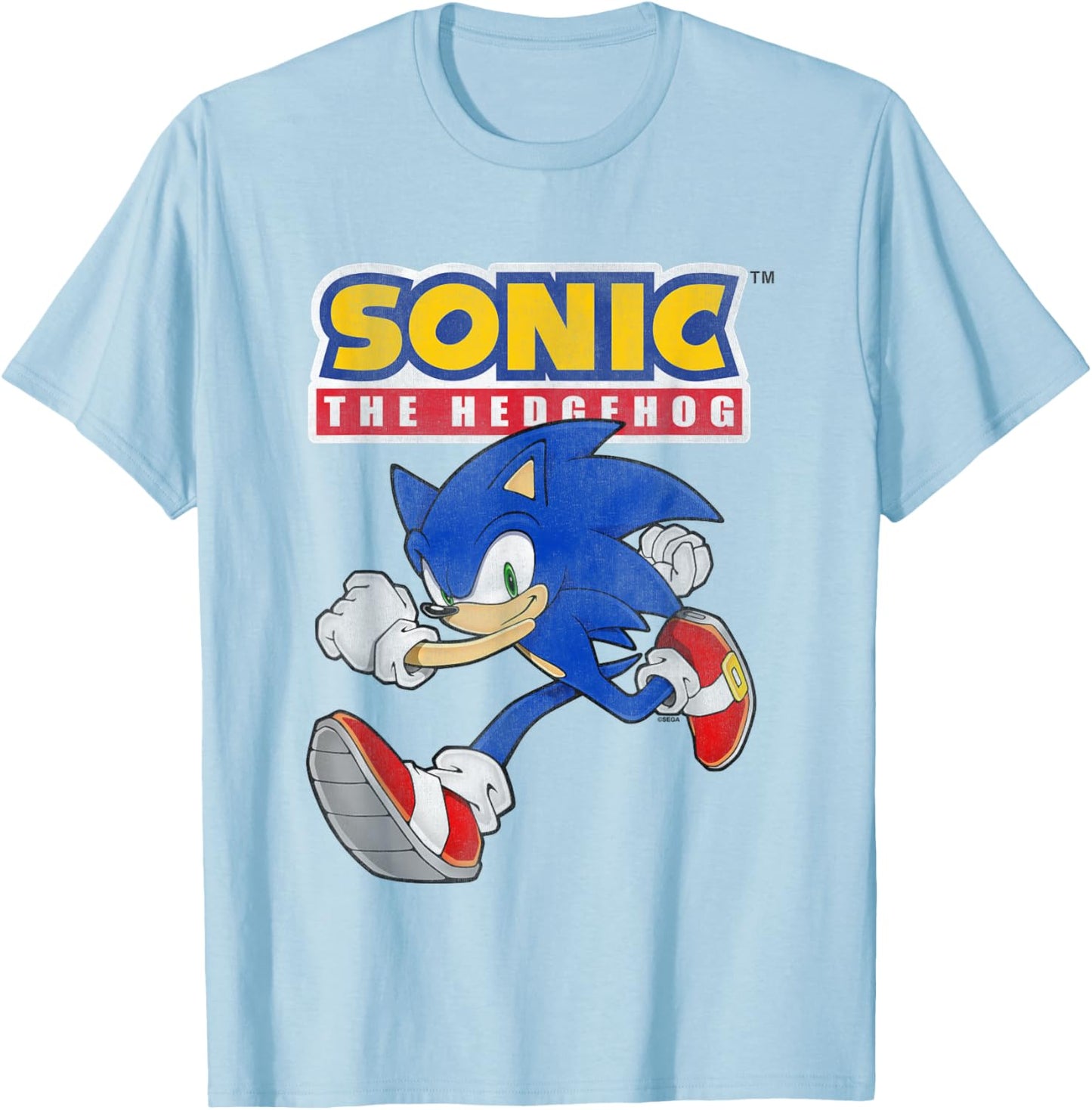 Sonic The Hedgehog Running Sonic Cool Portrait Vintage T-Shirt - T-Shirt | Light Blue