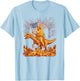 Jesus Riding Raptor Dinosaur USA Flag Funny Weird Patriotic T-Shirt - T-Shirt | Light Blue