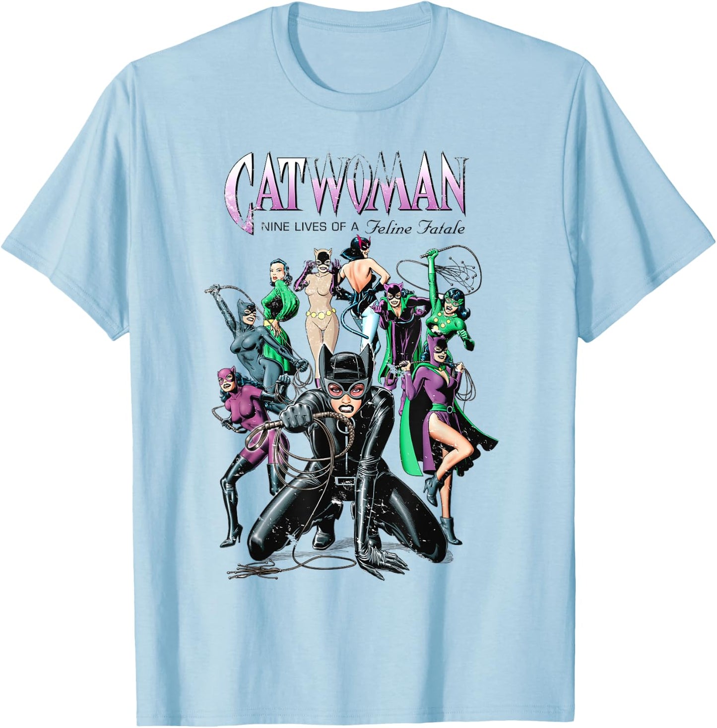 DC Catwoman Cover Nine Lives T-Shirt - T-Shirt | Light Blue