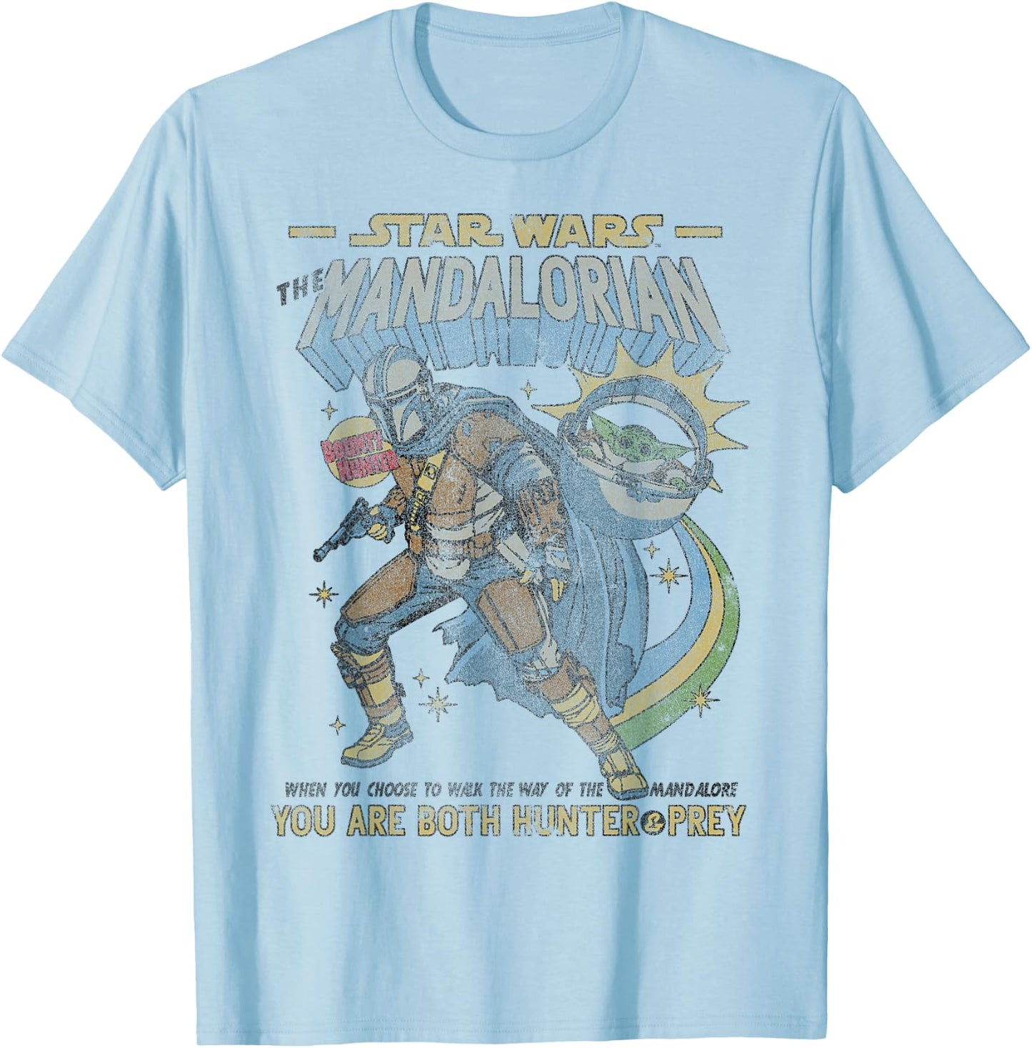 Star Wars Mandalorian Comic Poster T-Shirt - T-Shirt | Light Blue