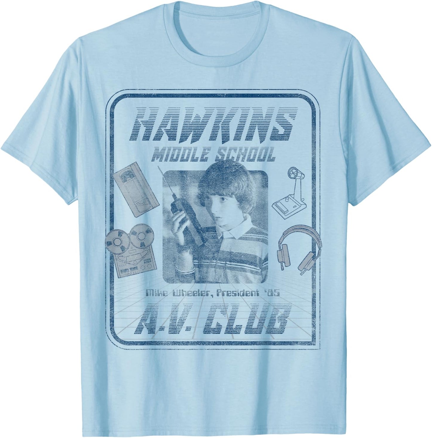 Netflix Stranger Things Mike Wheeler Hawkins A.V. Club T-Shirt - T-Shirt | Light Blue