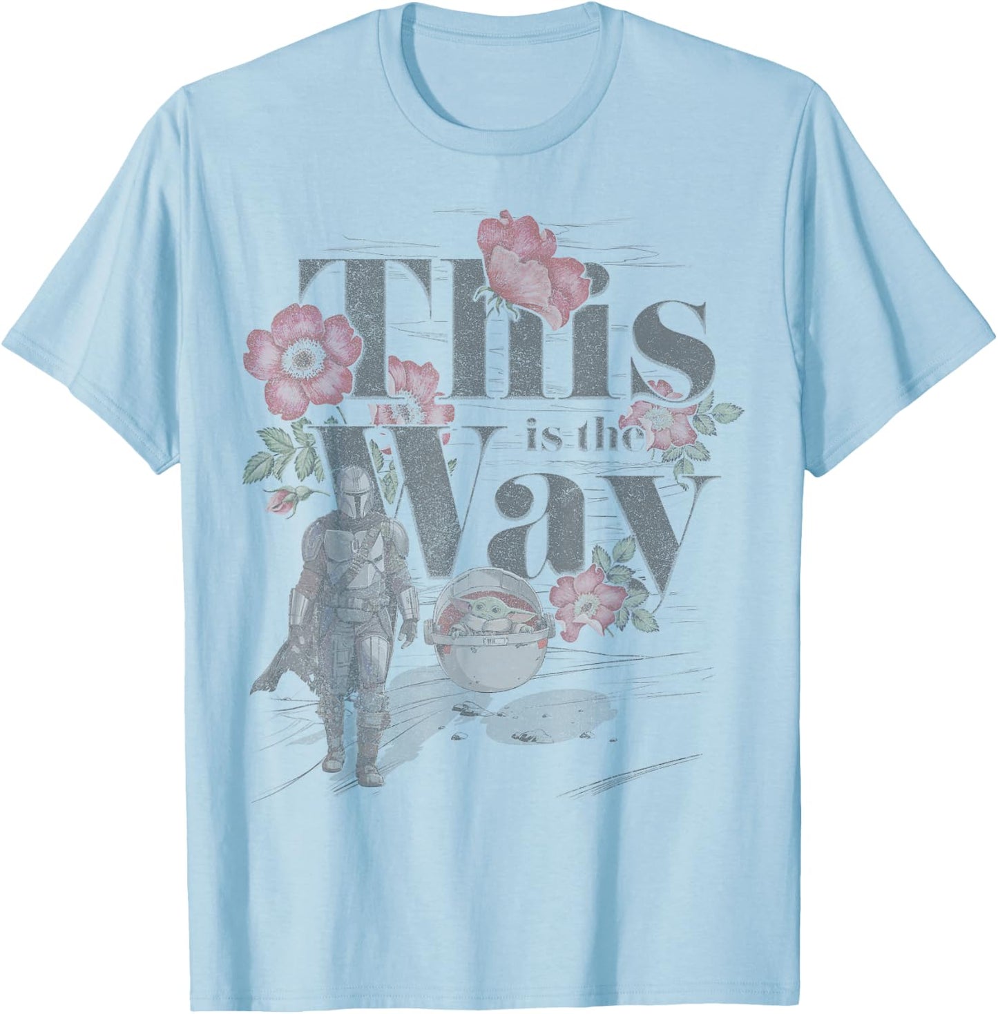 Star Wars The Mandalorian This Is The Way Floral T-Shirt - T-Shirt | Light Blue