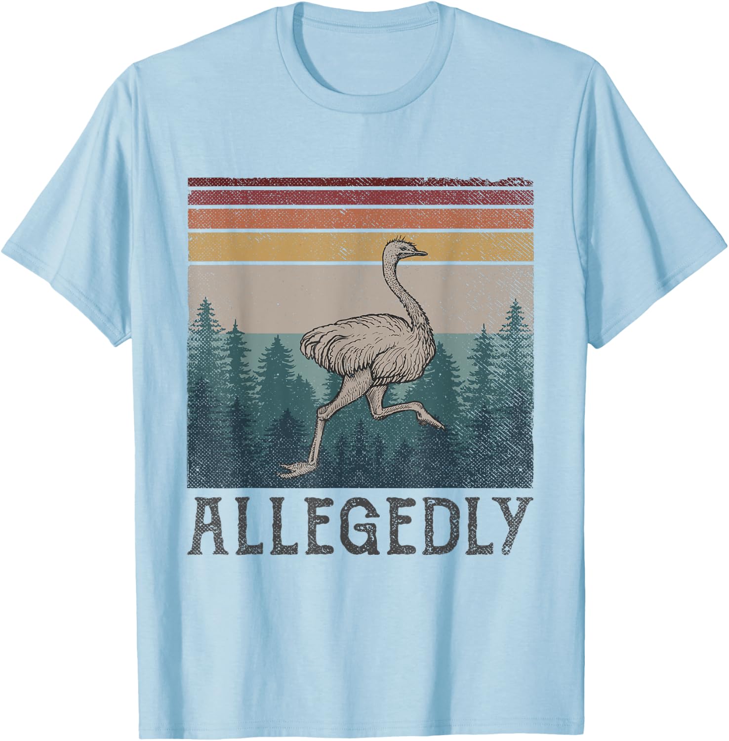 Allegedly Ostrich Vintage Retro Funny Bird Lover T-Shirt - T-Shirt | Light Blue