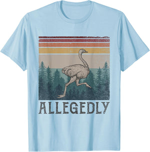 Allegedly Ostrich Vintage Retro Funny Bird Lover T-Shirt - T-Shirt | Light Blue