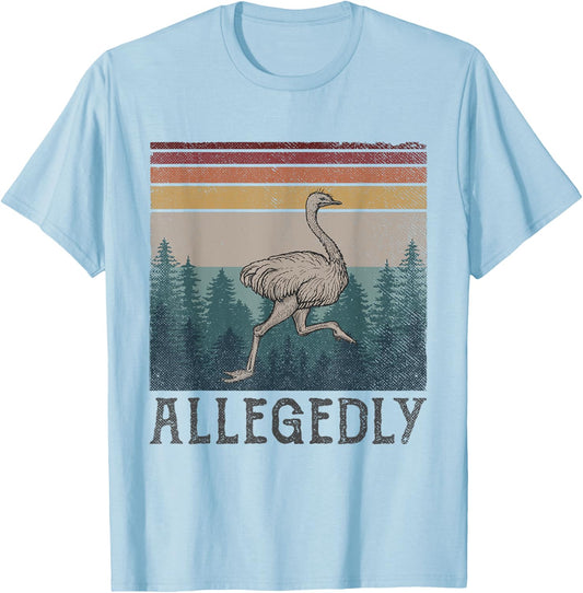 Allegedly Ostrich Vintage Retro Funny Bird Lover T-Shirt - T-Shirt | Light Blue