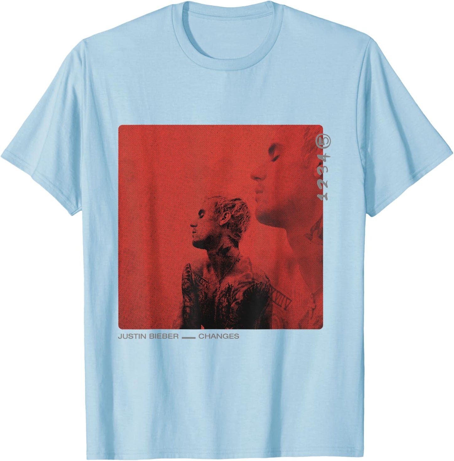 Justine Bieber Red Cover T-Shirt - T-Shirt | Light Blue