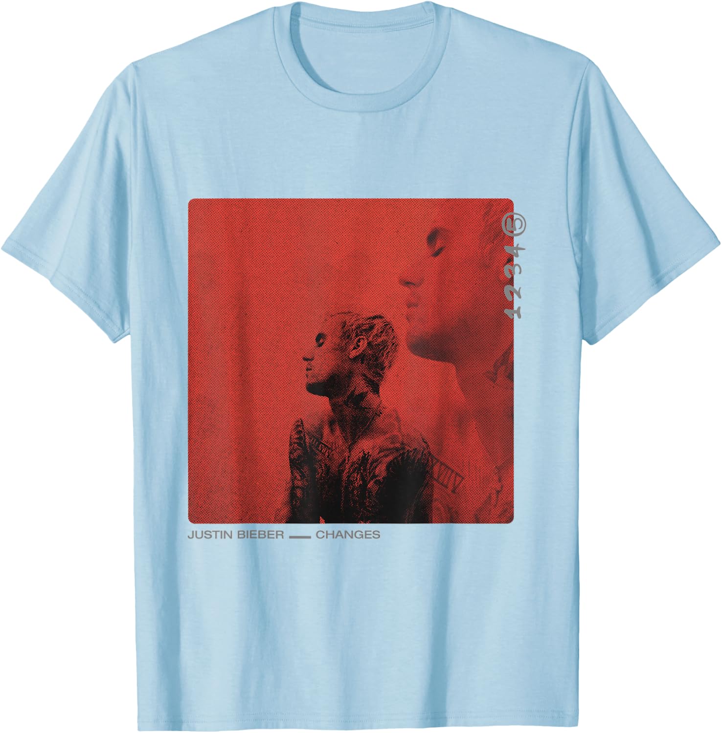 Justine Bieber Red Cover T-Shirt - T-Shirt | Light Blue