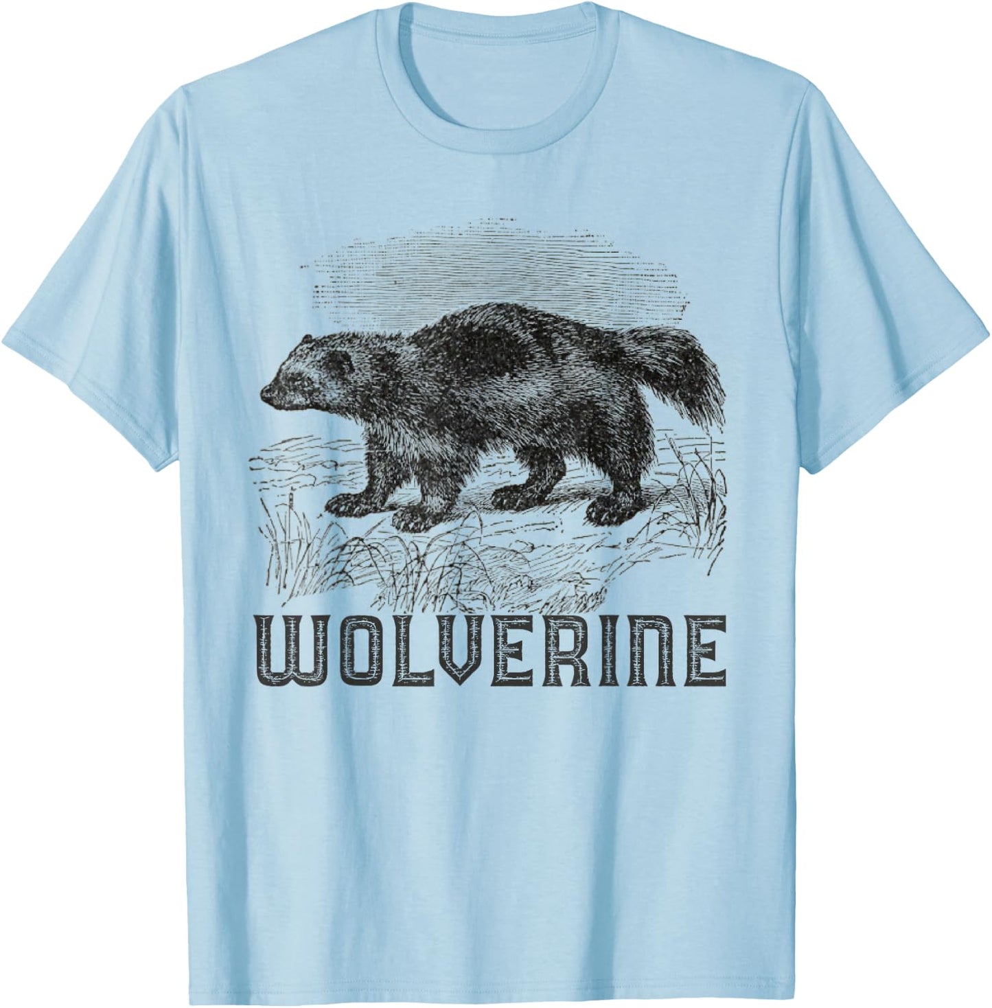 Wolverine Art Wild Animal Skunk Bear Mammal Habitat T-Shirt - T-Shirt | Light Blue
