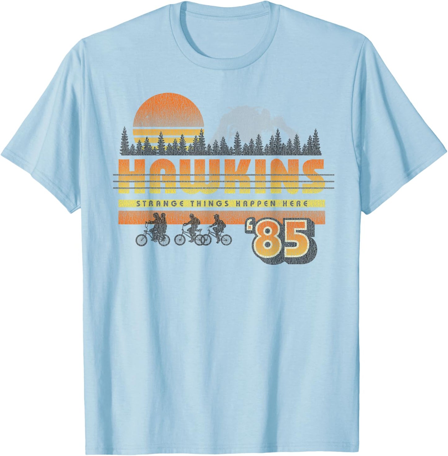 Netflix Stranger Things Hawkins Strange Things 85 Retro T-Shirt - T-Shirt | Light Blue