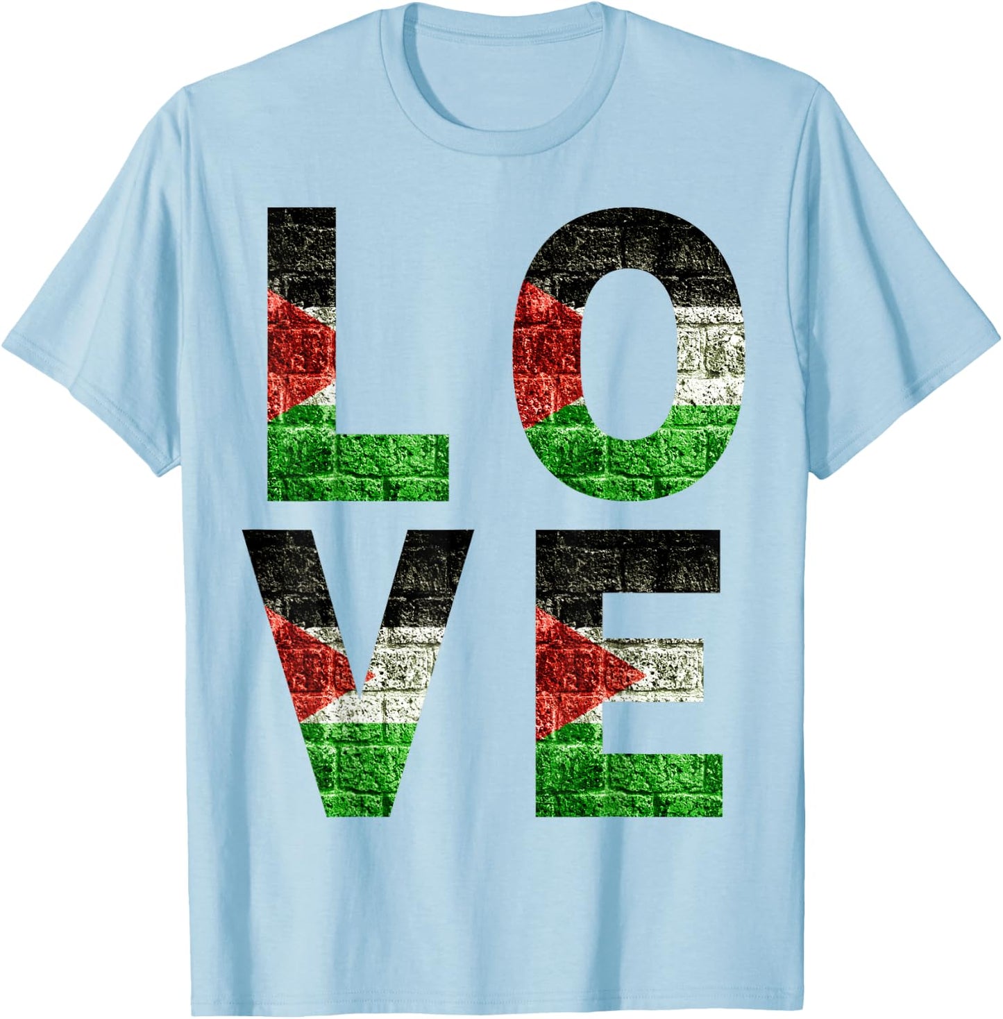 Palestine Love Flag Men Women Kids Toddlers Boys & Girls Luv T-Shirt - T-Shirt | Light Blue