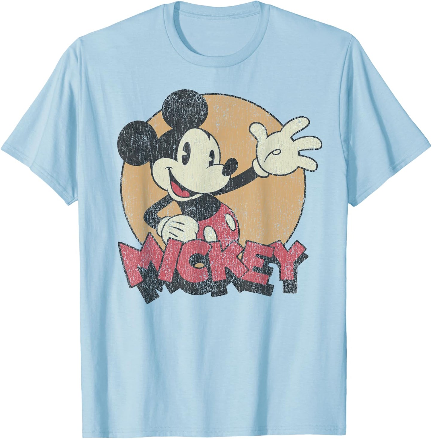 Disney Mickey and Friends Mickey Mouse Retro Distressed Small T-Shirt - T-Shirt | Light Blue