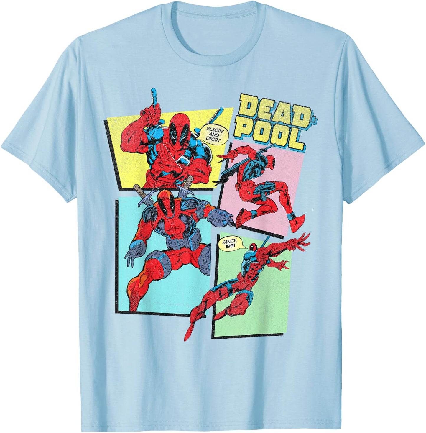 Marvel Deadpool 30th Slicin' And Dicin' Since 1991 T-Shirt - T-Shirt | Light Blue