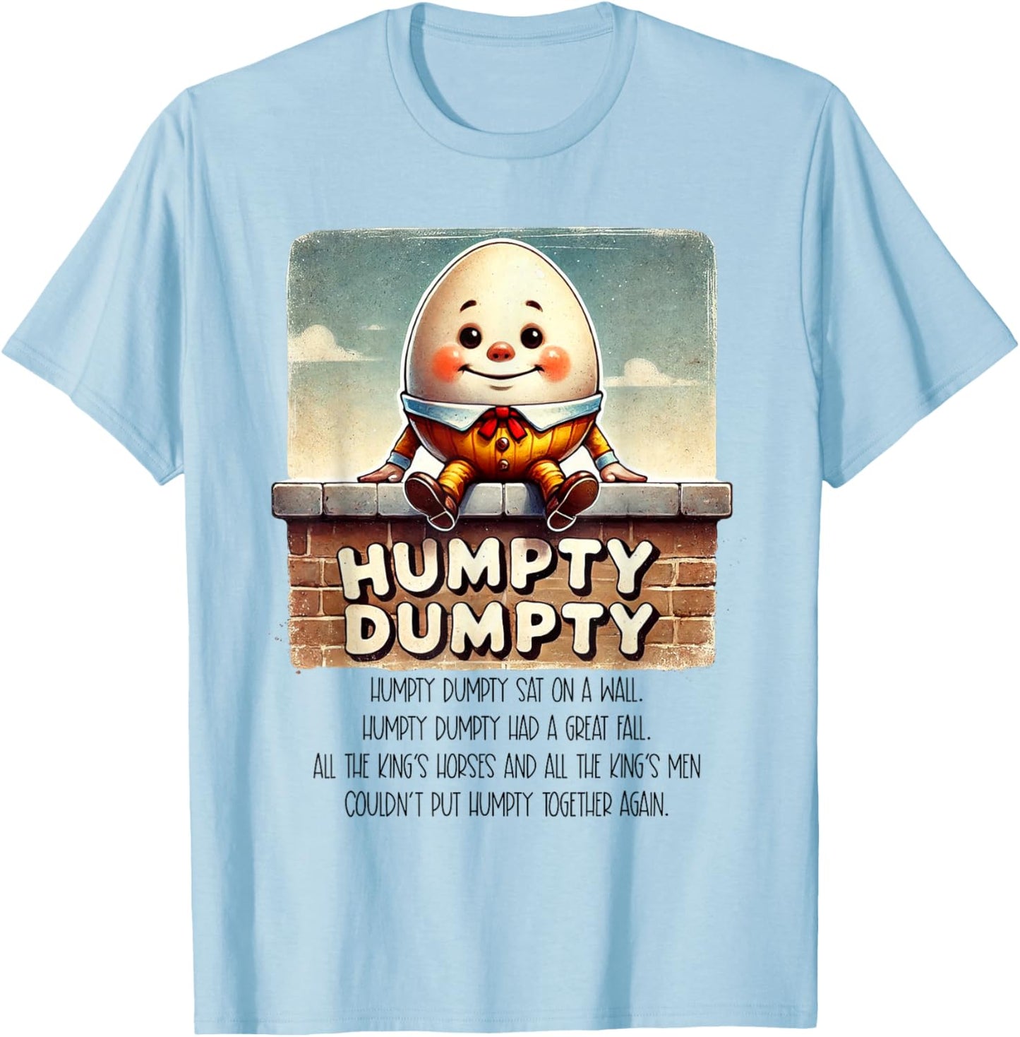 Humpty Dumpty Kids Nursery Rhyme Retro Humpty Dumpty Poem T-Shirt - T-Shirt | Light Blue