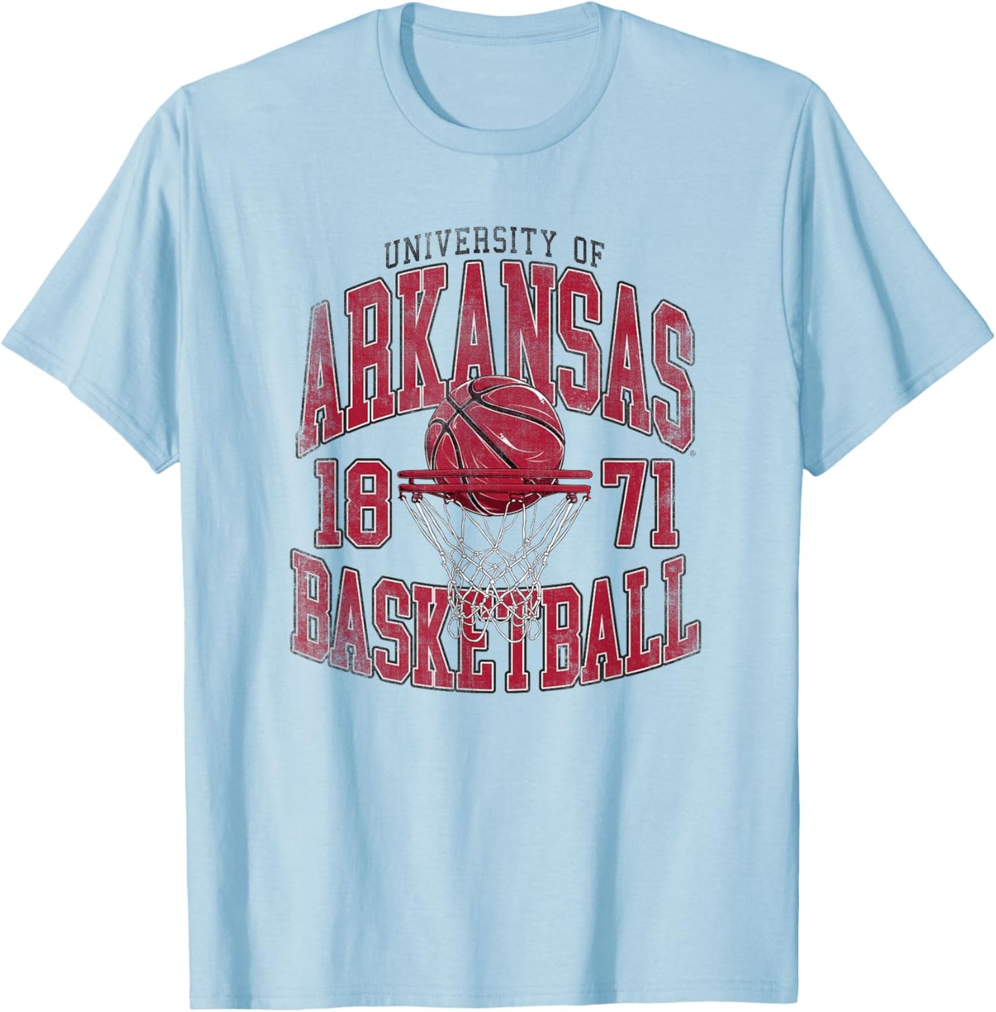 University of Arkansas Razorbacks Collegiate Basketball Hoop T-Shirt - T-Shirt | Light Blue