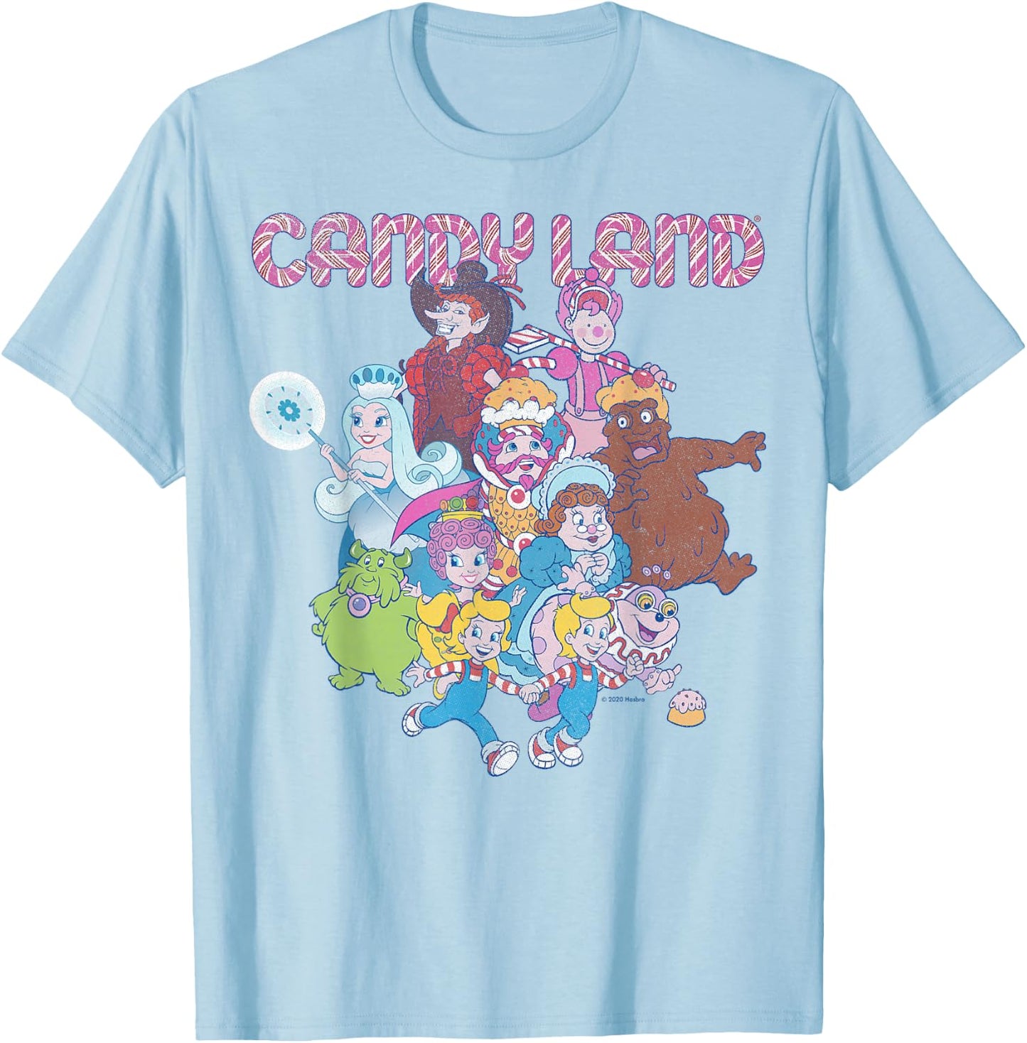 Candy Land Retro Game Characters Group Shot Logo T-Shirt - T-Shirt | Light Blue