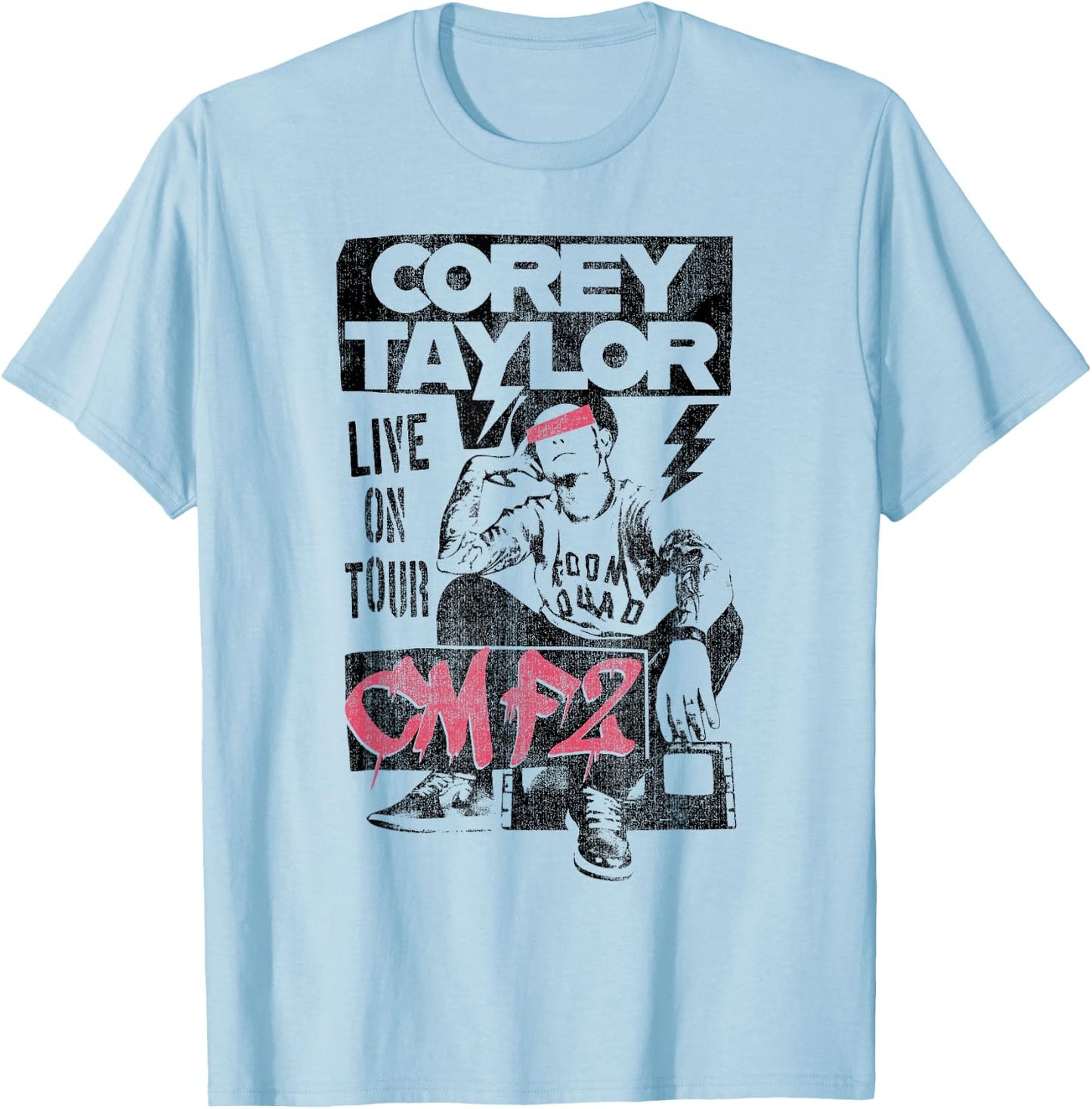 CONTROL INDUSTRY Corey Taylor - Punk Poster , Small, White T-Shirt - T-Shirt | Light Blue