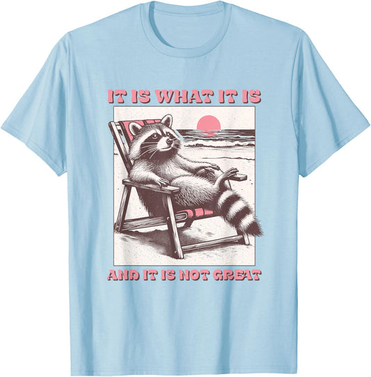 It Is What It Is And It Is Not Great Raccoon T-Shirt - T-Shirt | Light Blue