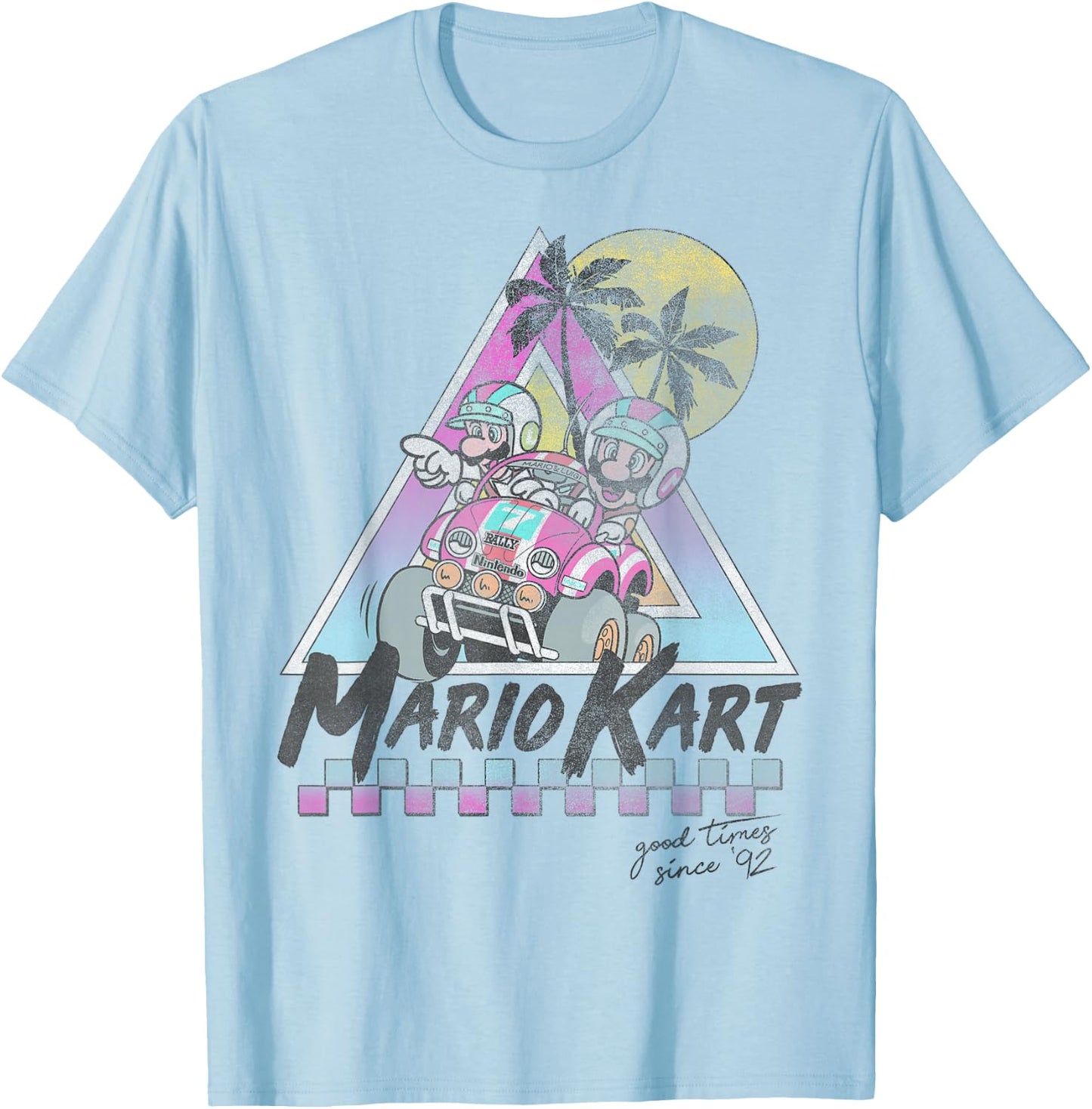 Mario Kart Mario And Luigi Good Time Since 92 Vintage T-Shirt - T-Shirt | Light Blue