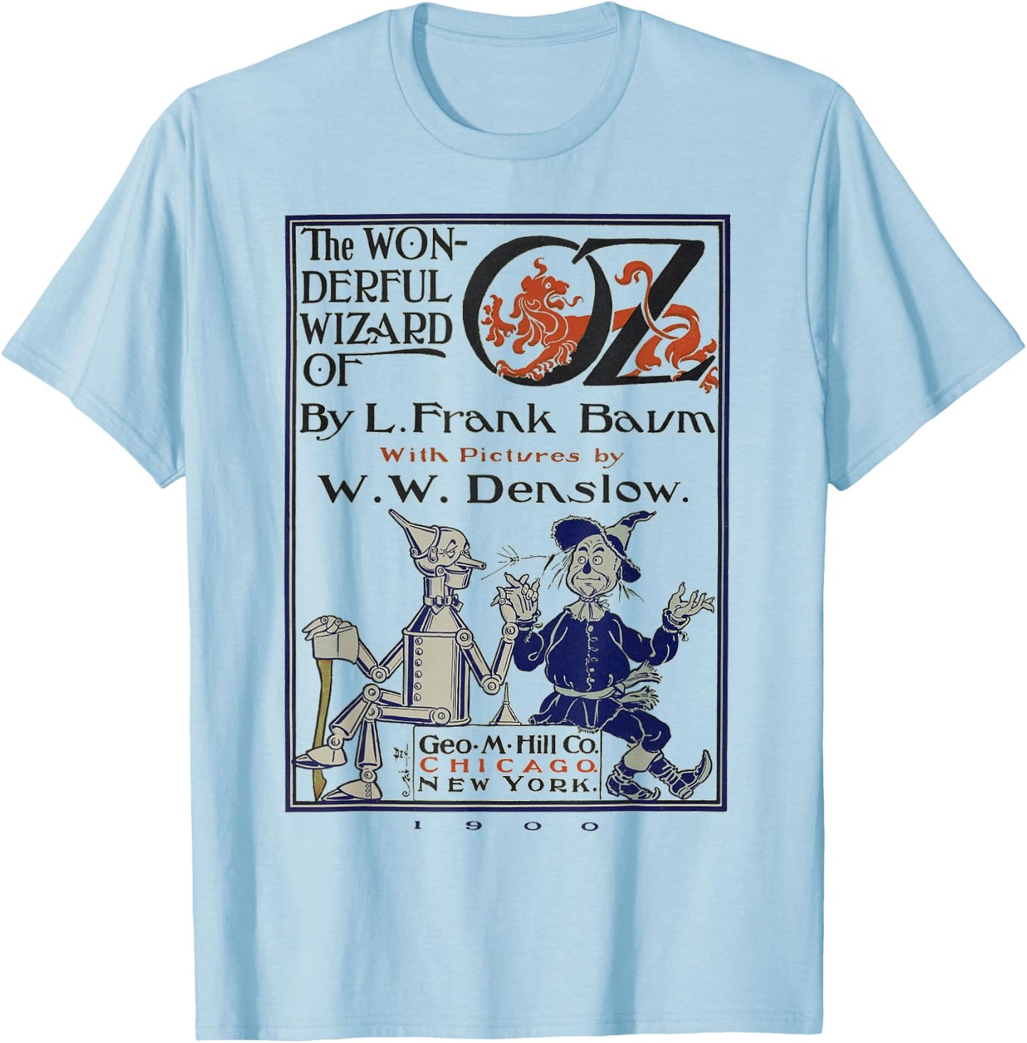 Wizard of OZ Gifts Tin Man Scarecrow Wizard of OZ Book T-Shirt - T-Shirt | Light Blue