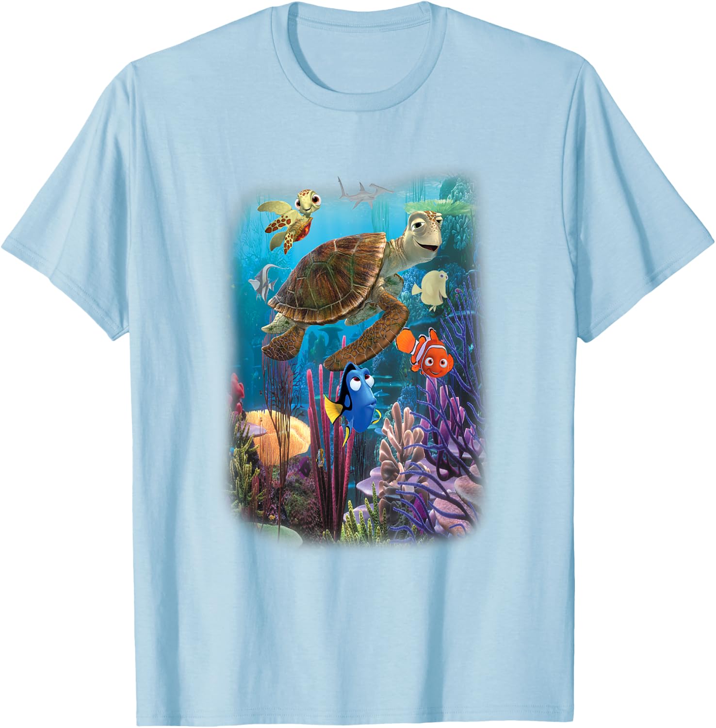 Disney Pixar Finding Nemo Under The Sea Characters Collage T-Shirt - T-Shirt | Light Blue