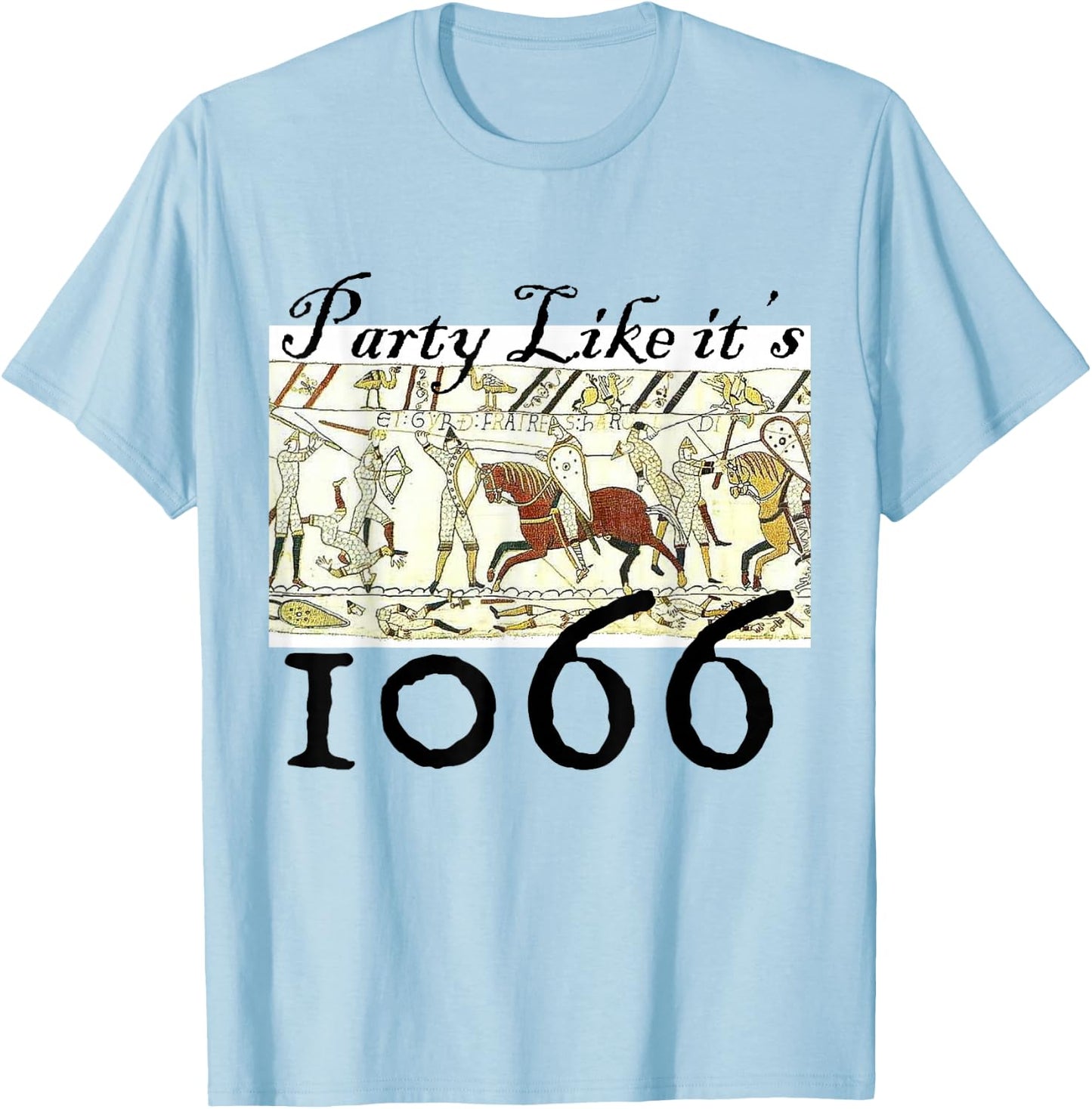 Medieval Bayeux Tapestry, Quirky Historic Funny Small T-Shirt - T-Shirt | Light Blue