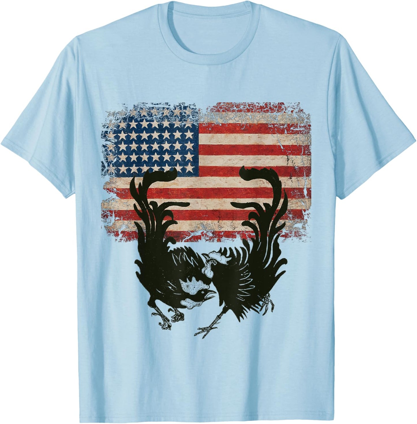 Vintage US Flag Fight Cock Fighting Game Fowl American flag Men T-Shirt - T-Shirt | Light Blue