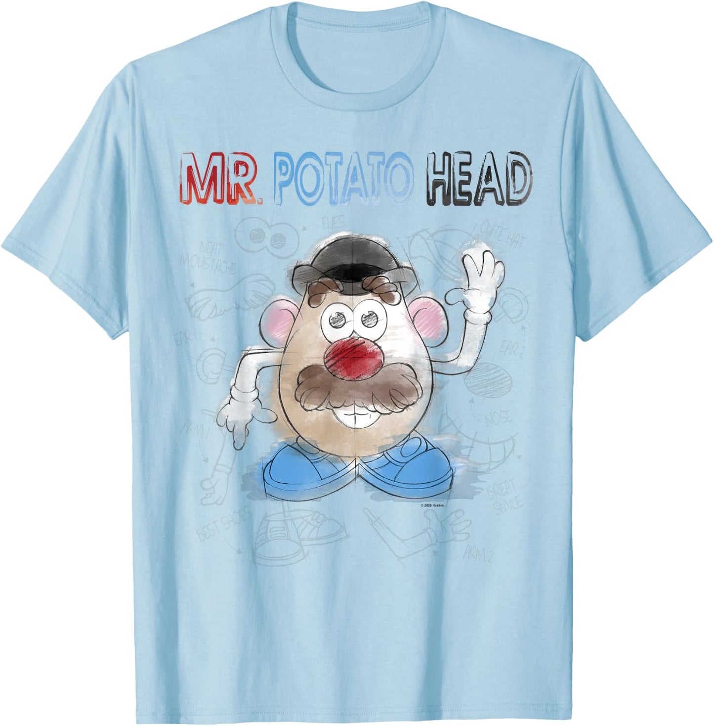Mr. Potato Head Sketch Portrait T-Shirt - T-Shirt | Light Blue