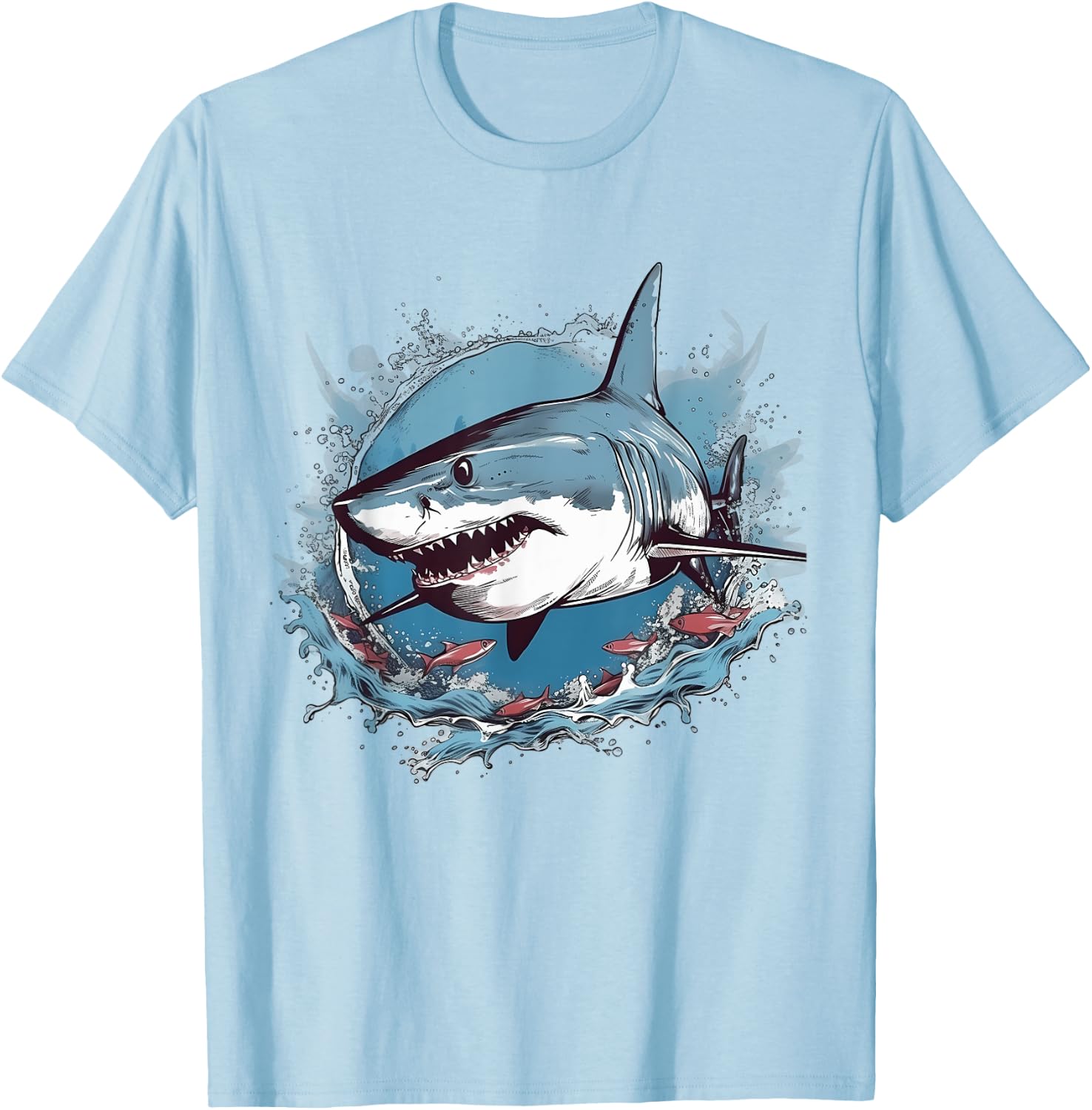 Retro Style Great White Shark T-Shirt - T-Shirt | Light Blue