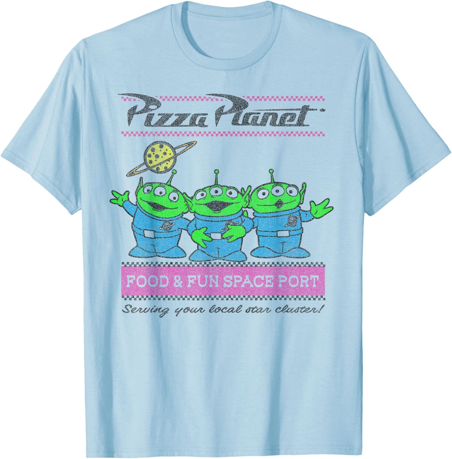 Disney Pixar Toy Story Aliens Pizza Planet Pastel Logo T-Shirt - T-Shirt | Light Blue