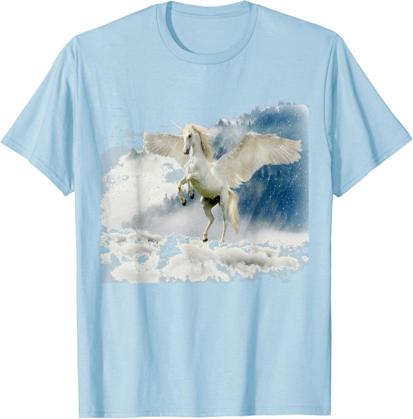 White Pegasus Magical Winged Horse T-Shirt - T-Shirt | Light Blue
