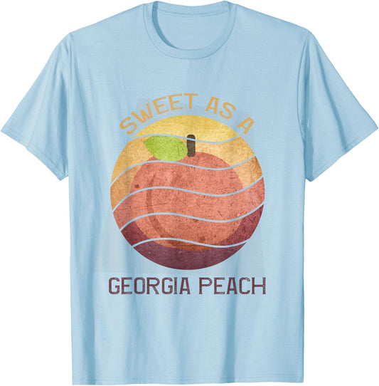 Sweet as a Georgia Peach retro grunge sunset design peach T-Shirt - T-Shirt | Light Blue