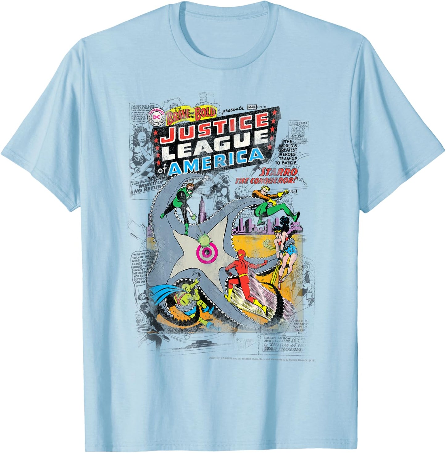 DC Comics Justice League Starro Comic Cover T-Shirt - T-Shirt | Light Blue